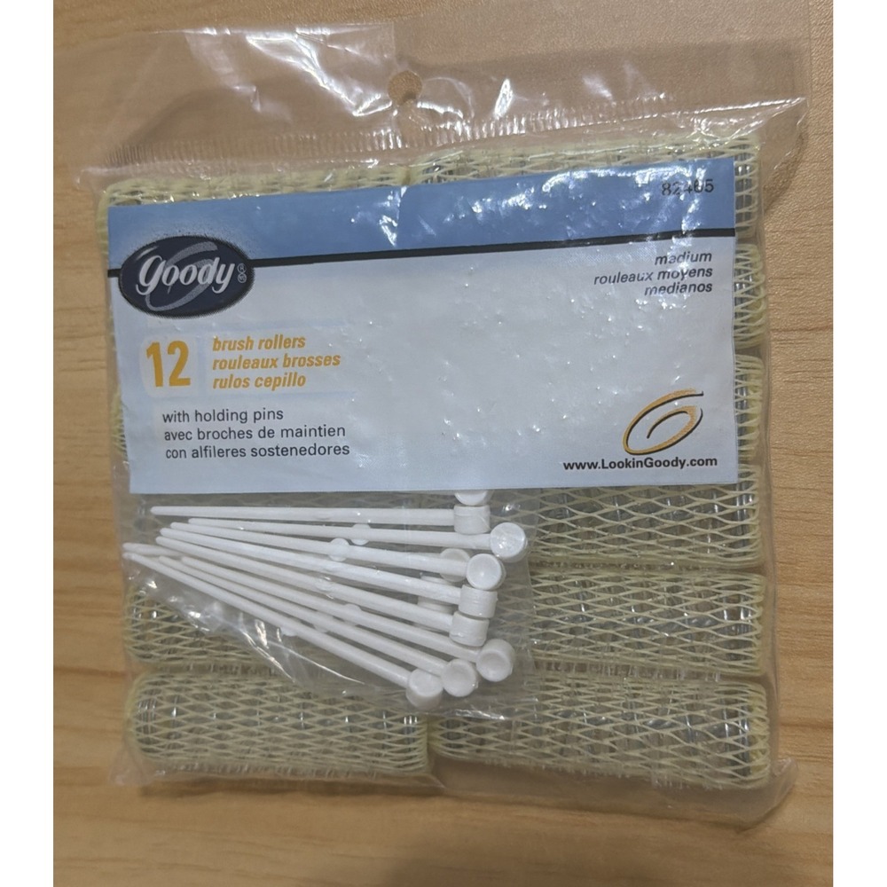 12 Goody Brush Rollers Size Medium Unopened 2000 Vintage Holding Pins 82465